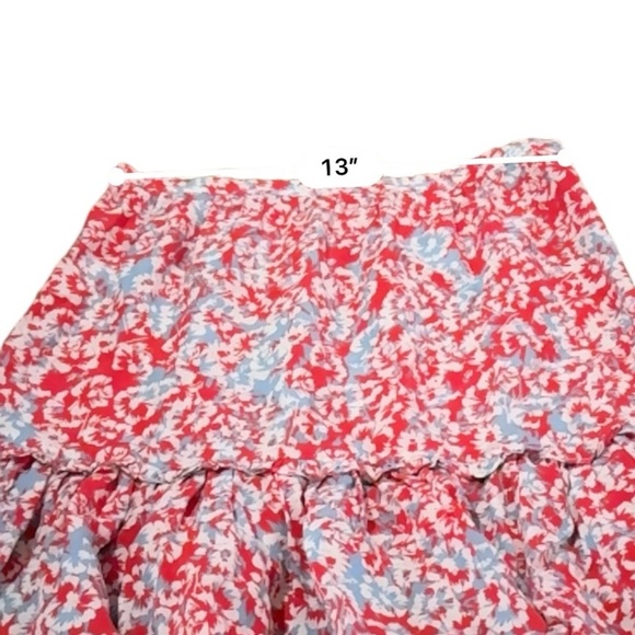 RTR Paloma Blue Alexa 100% Silk Red, White‎ & Blue Floral Tiered Mini Skirt Sz S - Picture 6 of 7